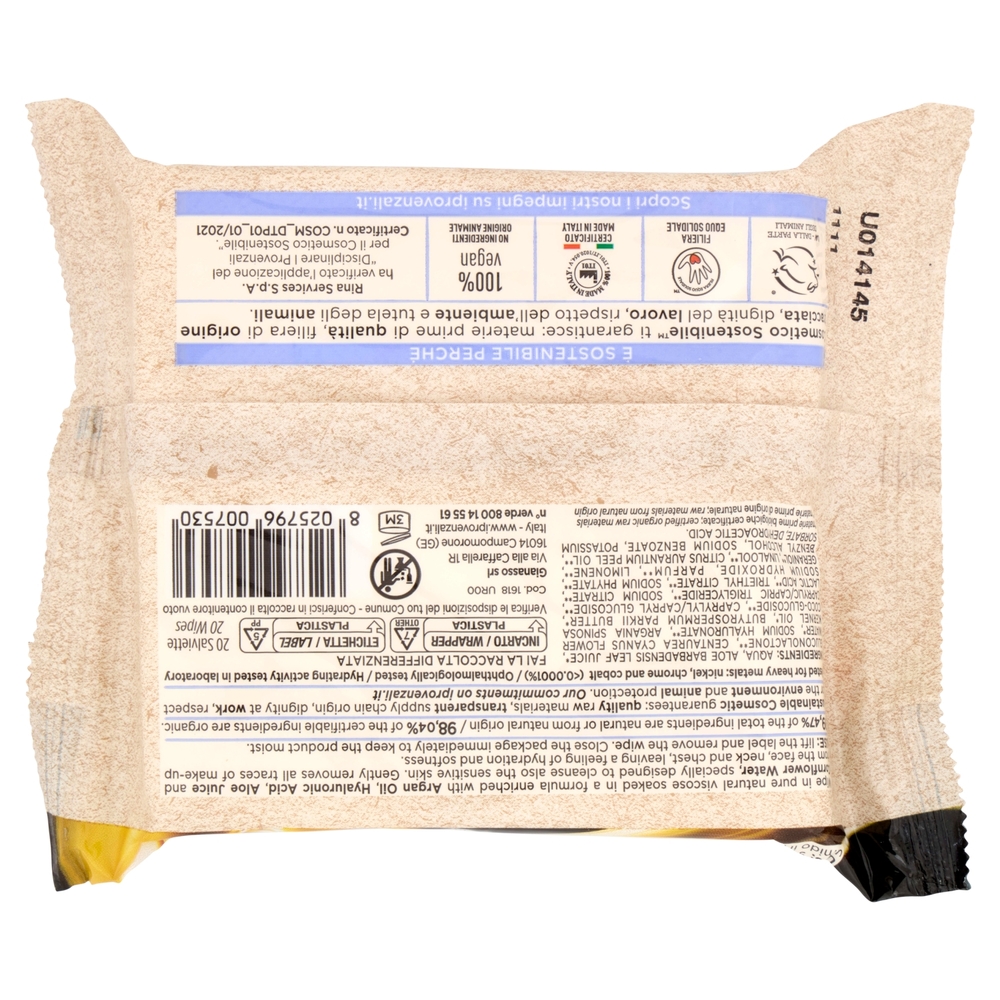 I Provenzali Bio Salviette Struccanti Biologiche Argan 20 pz